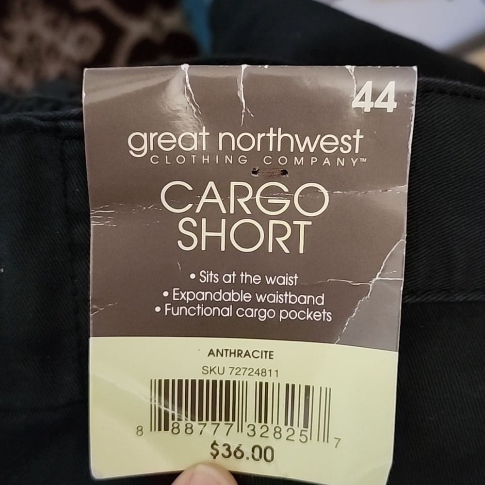 Mens "Great Northwest" Size 44 Big & Tall, Blue, Side Elastic, Cargo Shorts NWT - Picture 5 of 6
